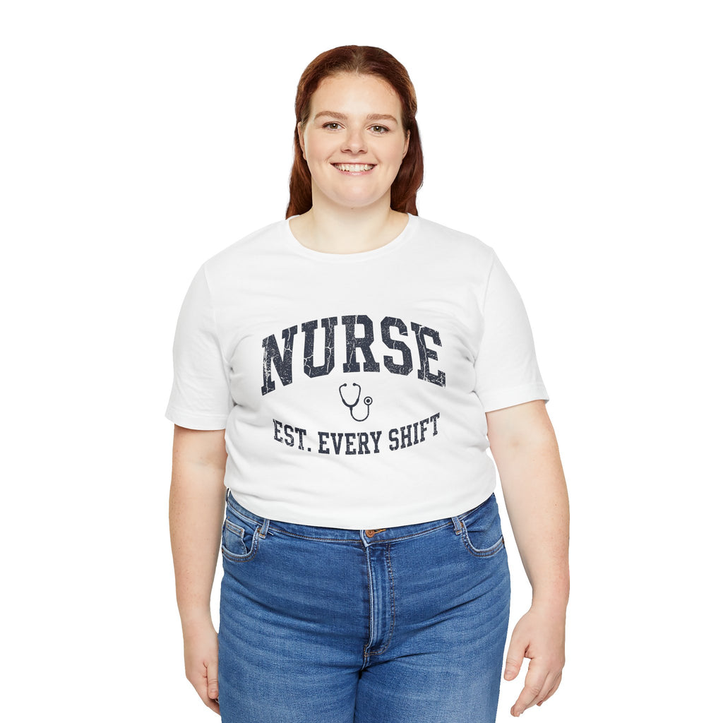 Nurse Est. Every Shift | Vintage Varsity Nurse T-Shirt