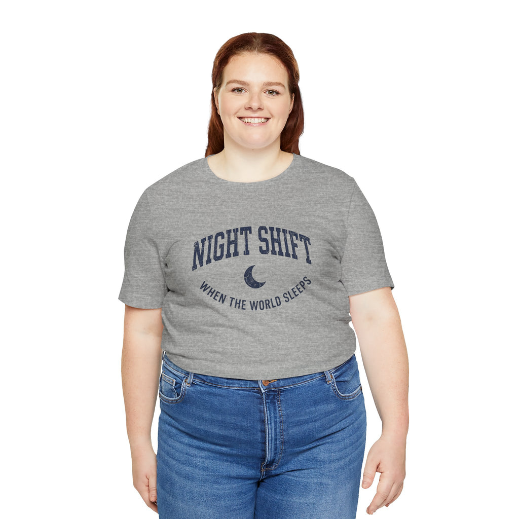 Night Shift When the World Sleeps | Varsity Nurse T-Shirt