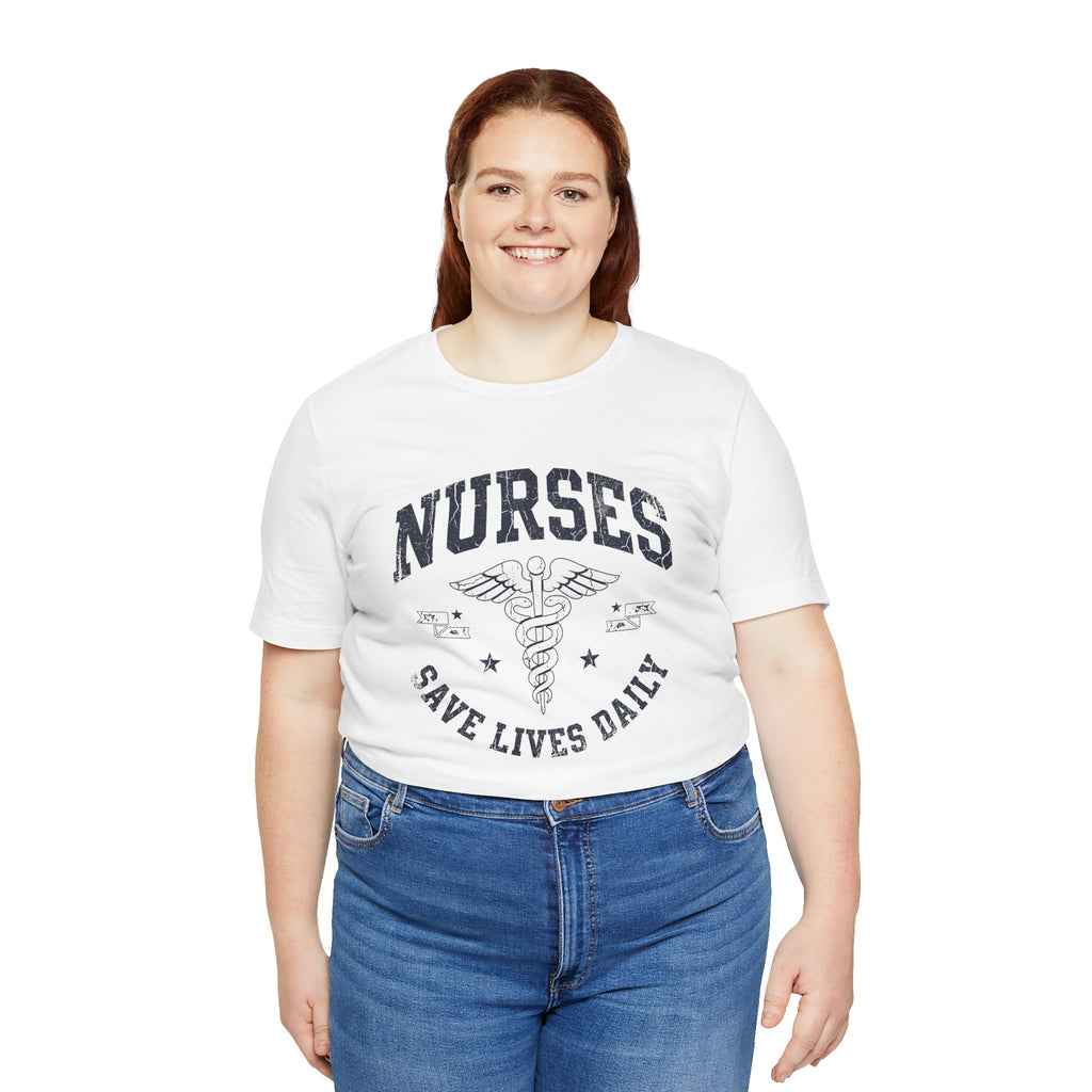 NURSES Save Lives Daily | Vintage Varsity Nurse T-Shirt
