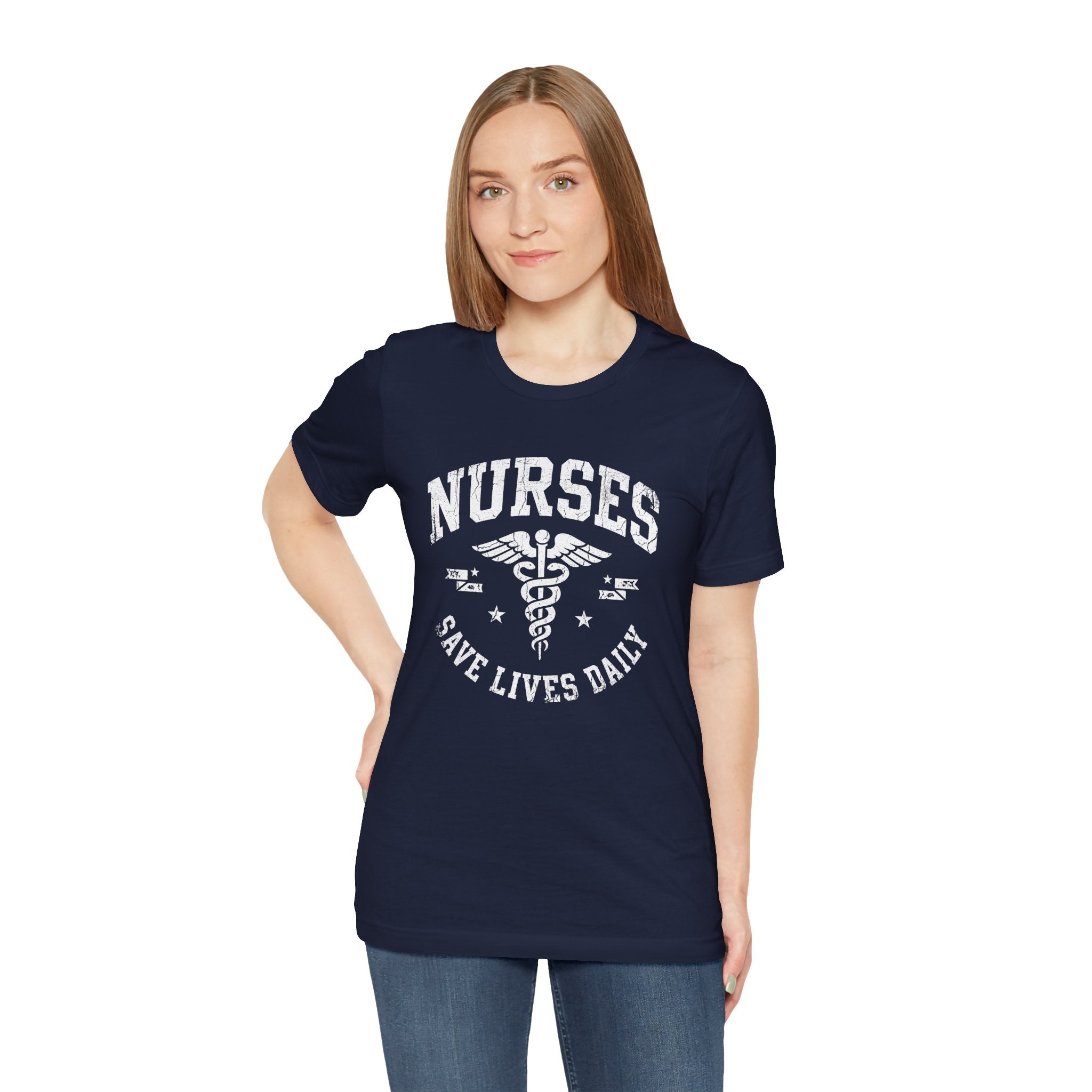 NURSES Save Lives Daily | Vintage Varsity Nurse T-Shirt