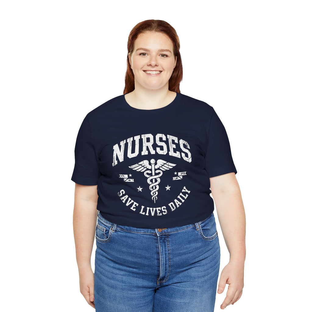 NURSES Save Lives Daily | Vintage Varsity Nurse T-Shirt