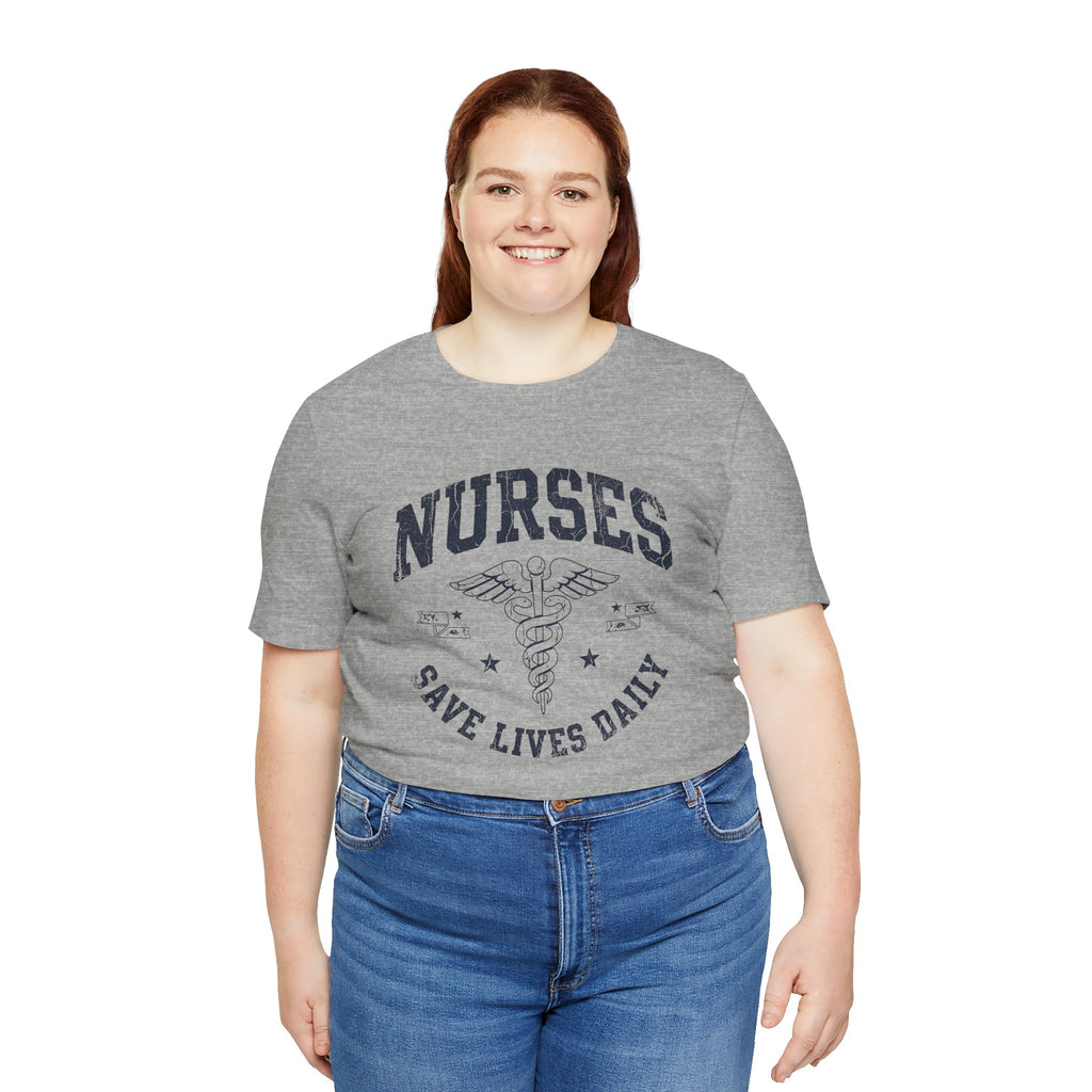 NURSES Save Lives Daily | Vintage Varsity Nurse T-Shirt