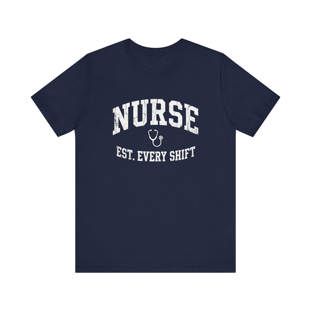 Nurse Est. Every Shift | Vintage Varsity Nurse T-Shirt