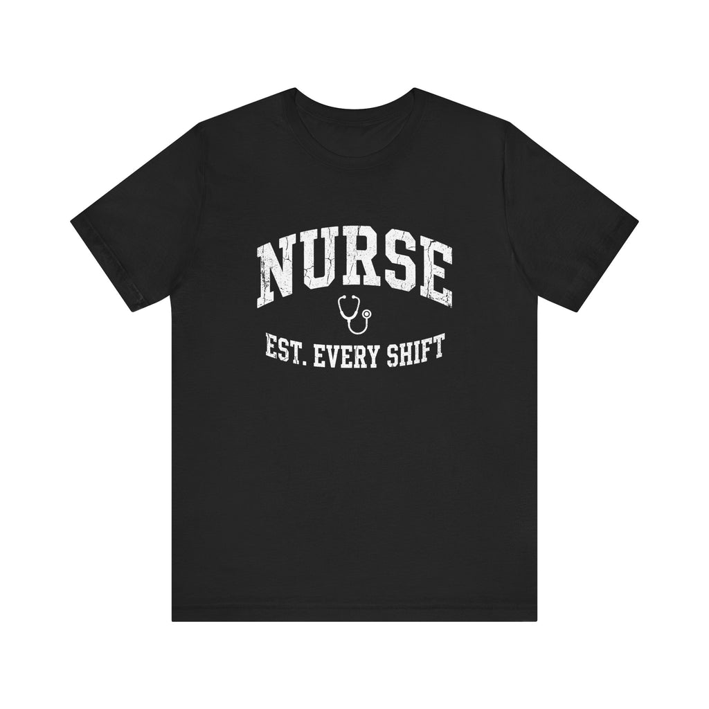 Nurse Est. Every Shift | Vintage Varsity Nurse T-Shirt