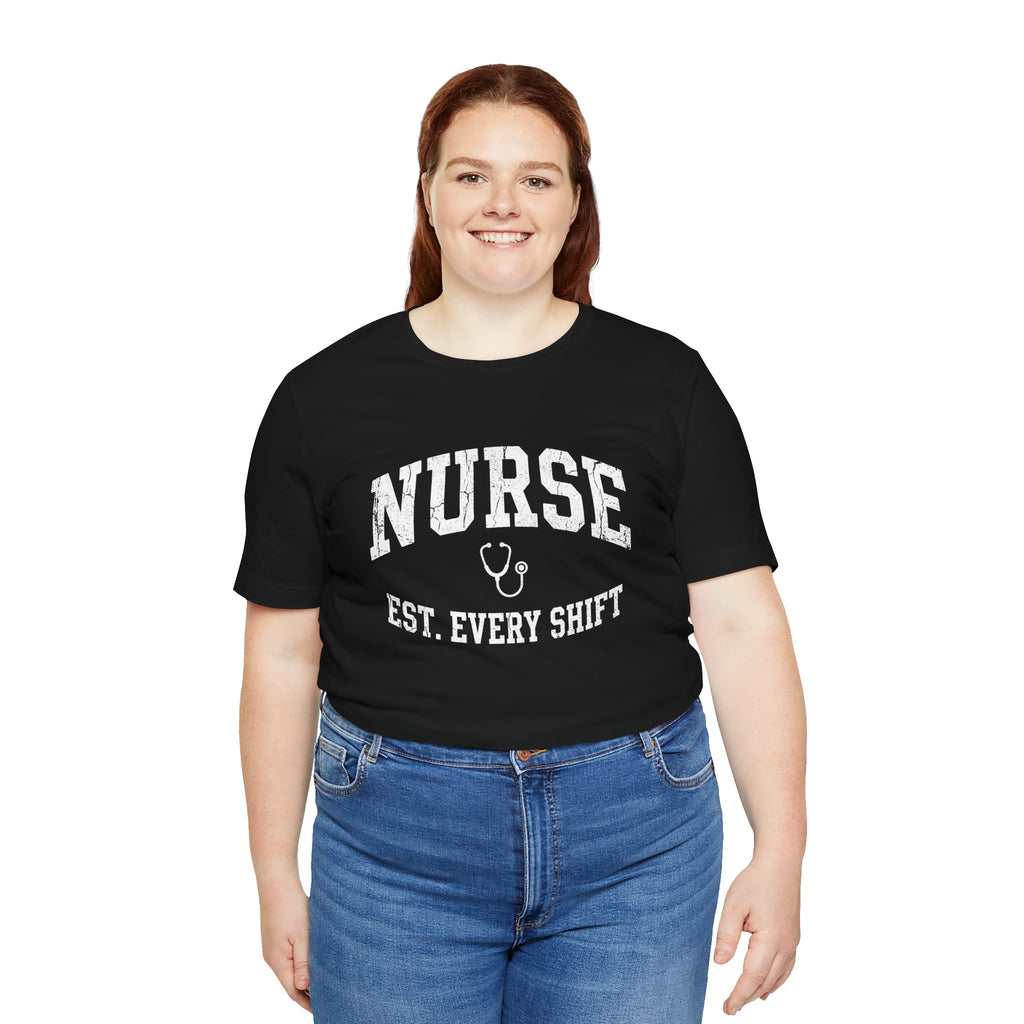 Nurse Est. Every Shift | Vintage Varsity Nurse T-Shirt