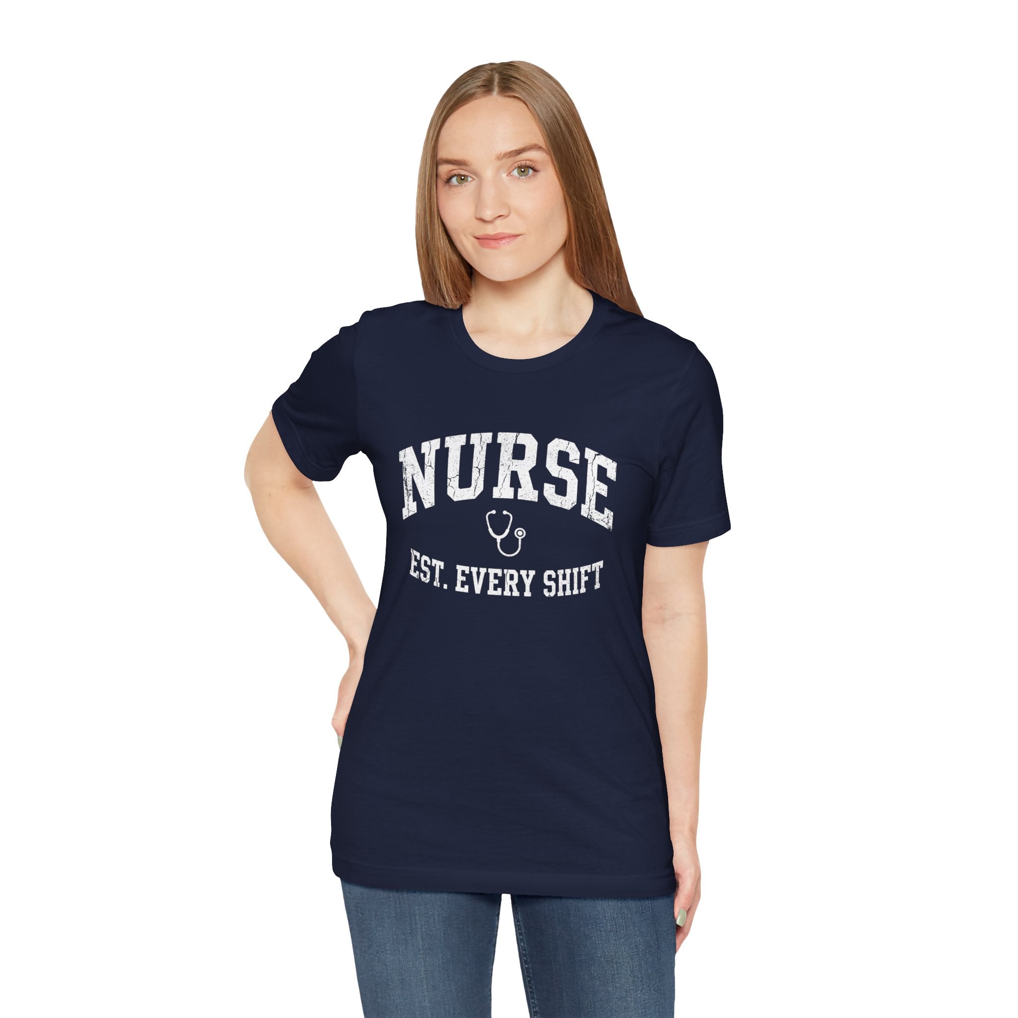 Nurse Est. Every Shift | Vintage Varsity Nurse T-Shirt