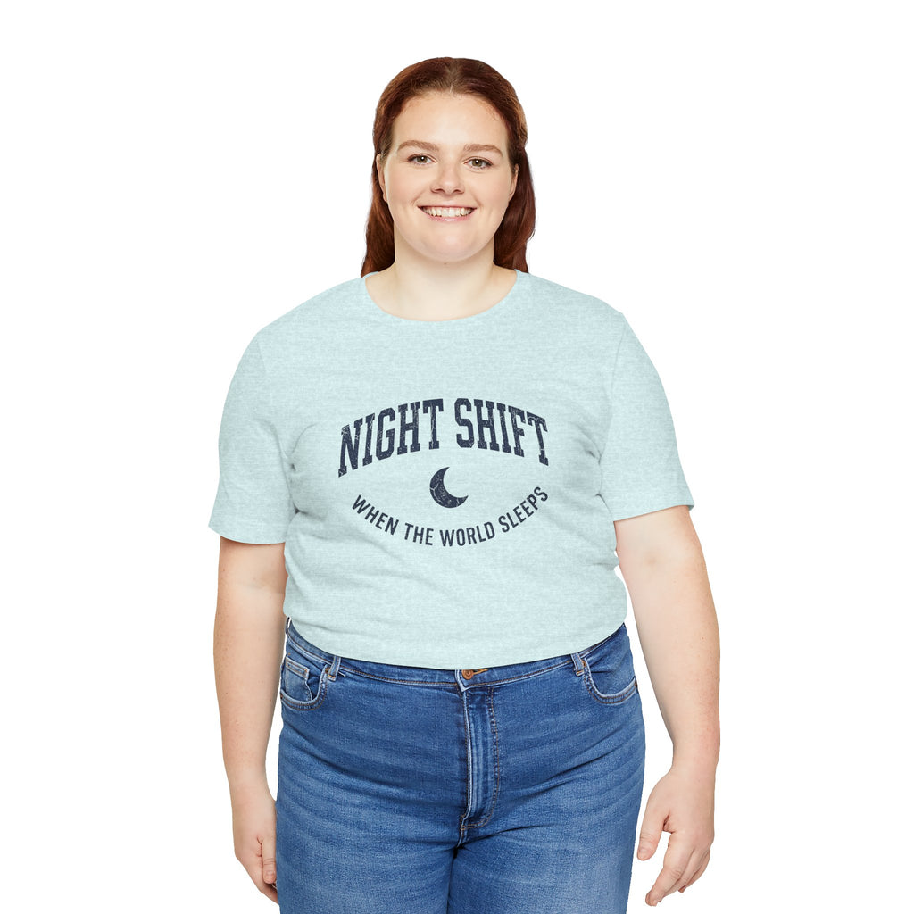 Night Shift When the World Sleeps | Varsity Nurse T-Shirt