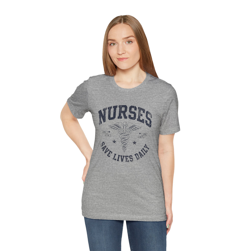 NURSES Save Lives Daily | Vintage Varsity Nurse T-Shirt