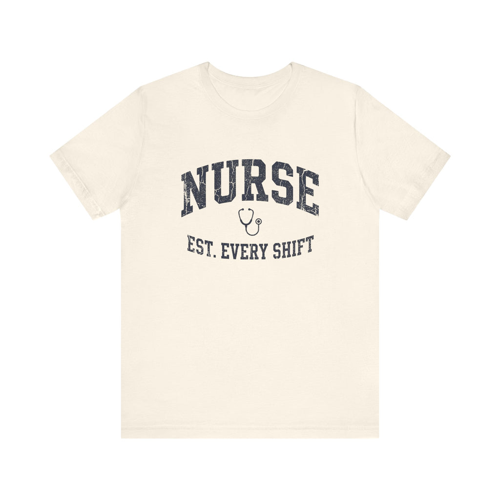 Nurse Est. Every Shift | Vintage Varsity Nurse T-Shirt