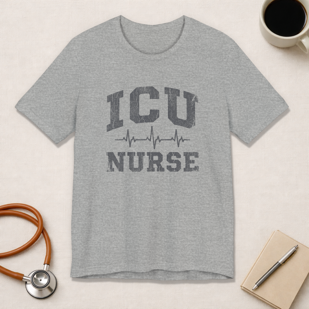 ICU Nurse | Varsity Heartbeat T-Shirt