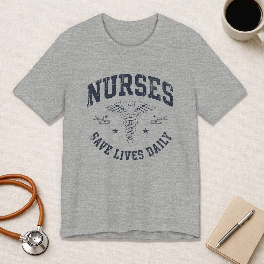 NURSES Save Lives Daily | Vintage Varsity Nurse T-Shirt