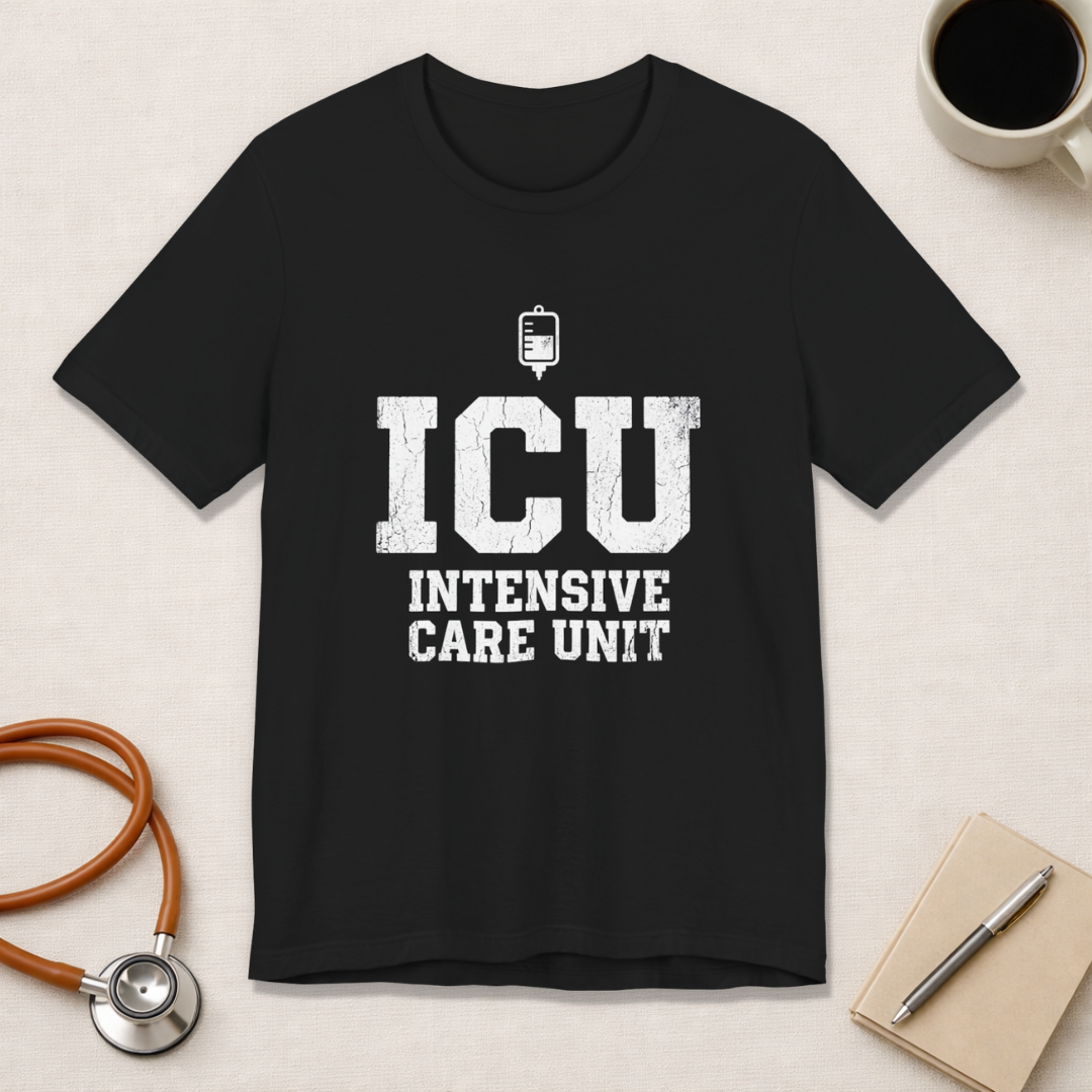 ICU Intensive Care Unit | Varsity Block Nurse T-Shirt