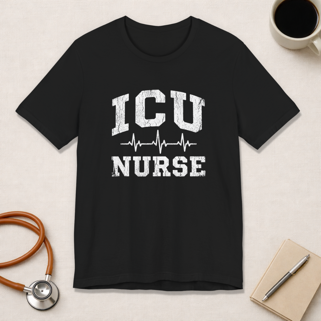 ICU Nurse | Varsity Heartbeat T-Shirt