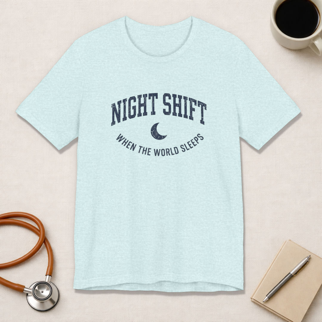 Night Shift When the World Sleeps | Varsity Nurse T-Shirt