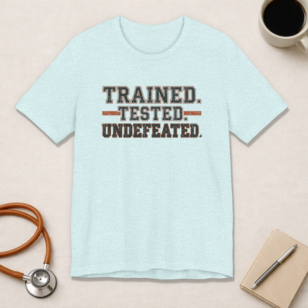 Trained. Tested. Undefeated. | Varsity Nurse T-Shirt