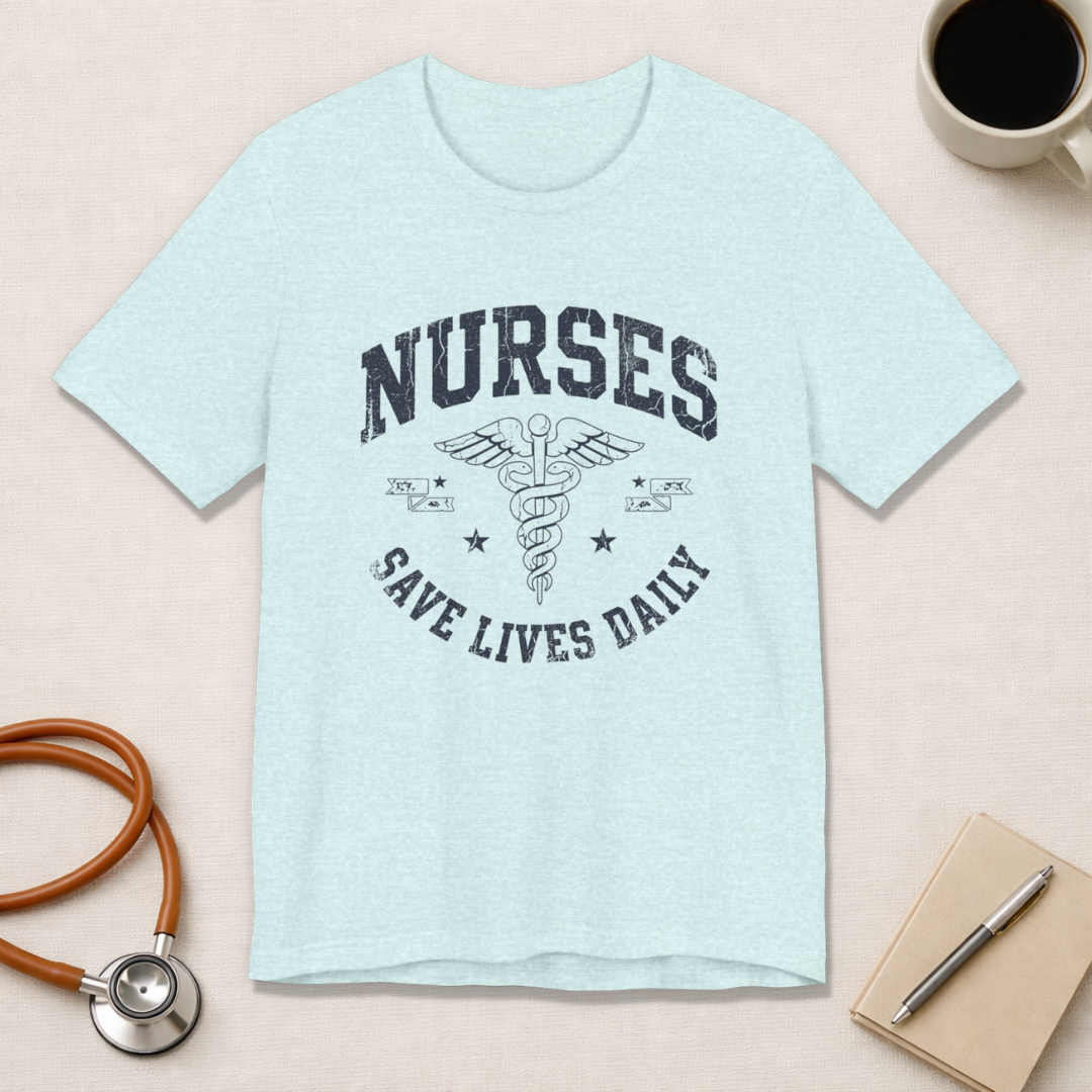 NURSES Save Lives Daily | Vintage Varsity Nurse T-Shirt