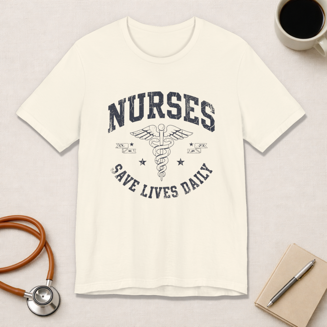 NURSES Save Lives Daily | Vintage Varsity Nurse T-Shirt