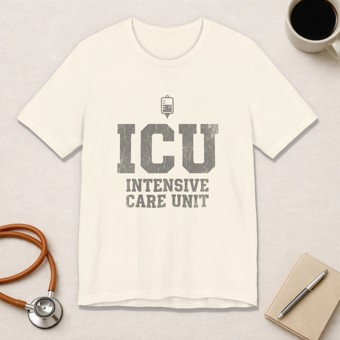 ICU Intensive Care Unit | Varsity Block Nurse T-Shirt