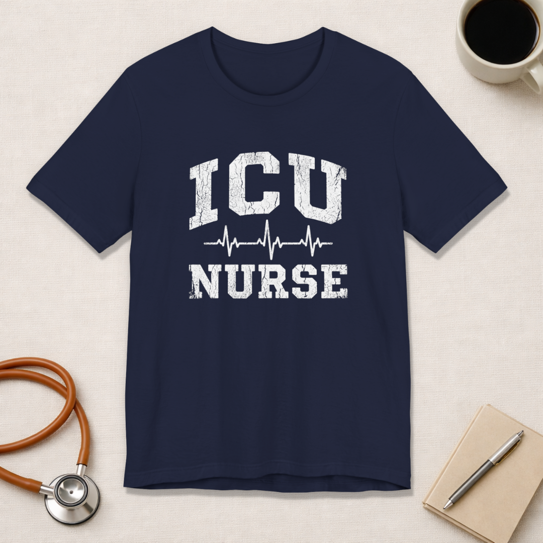 ICU Nurse | Varsity Heartbeat T-Shirt