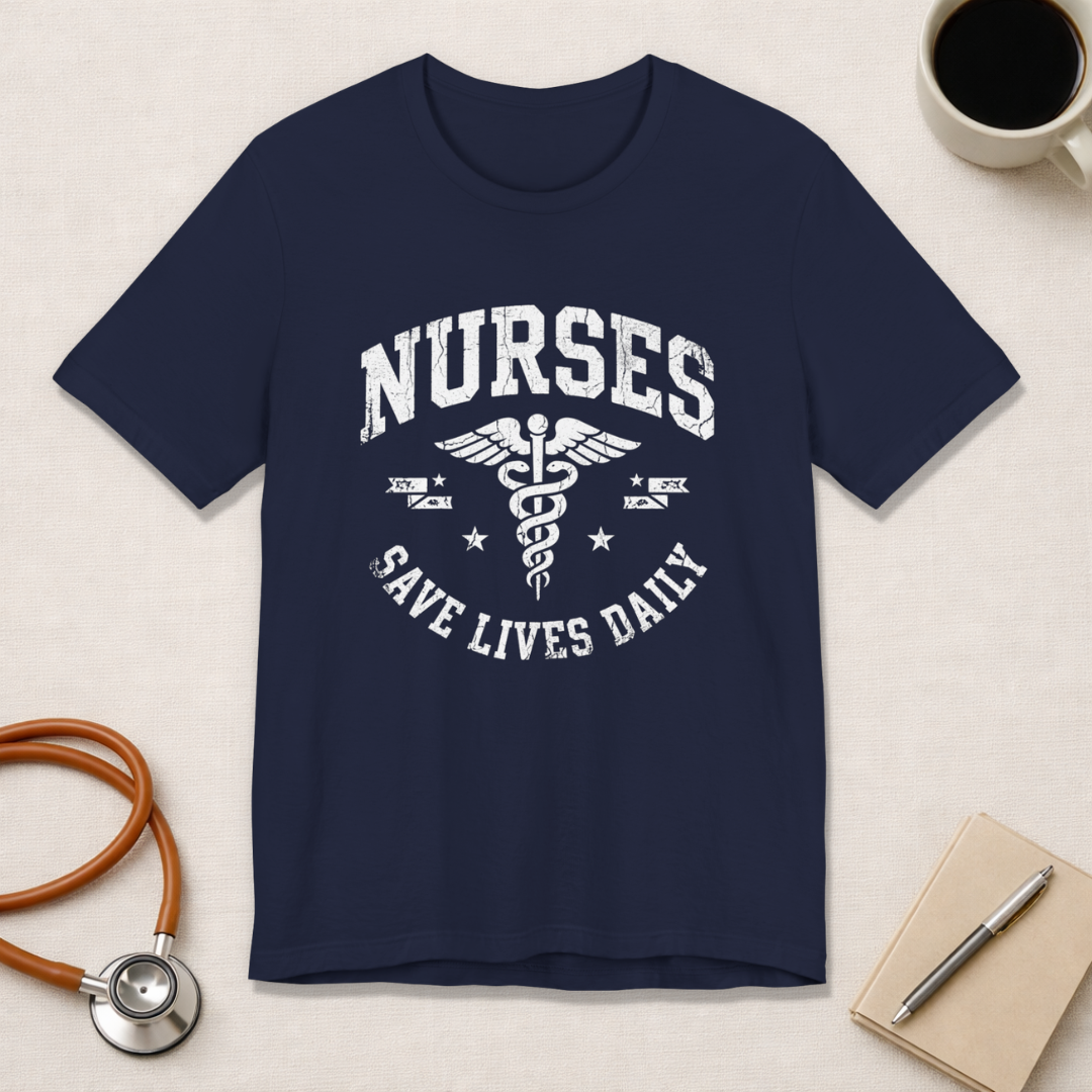 NURSES Save Lives Daily | Vintage Varsity Nurse T-Shirt