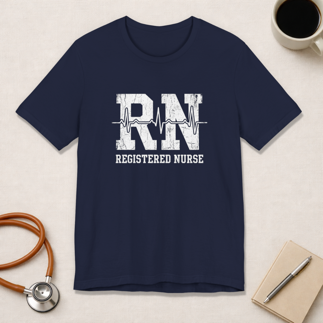 RN Registered Nurse | Varsity Heartbeat T-Shirt