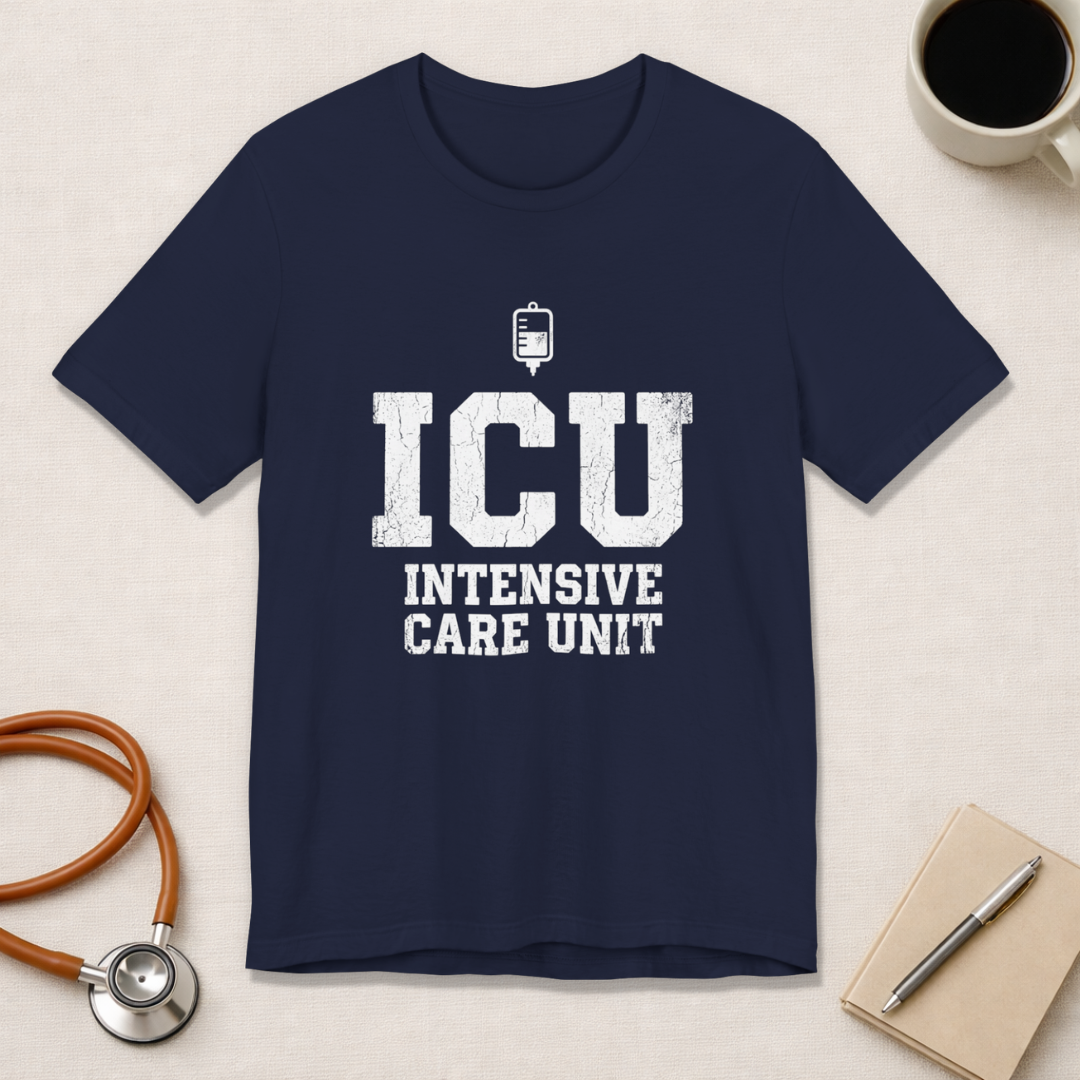 ICU Intensive Care Unit | Varsity Block Nurse T-Shirt
