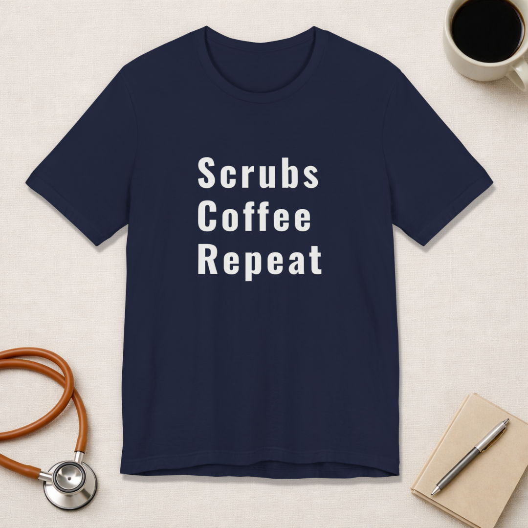 Scrubs Coffee Repeat Tee