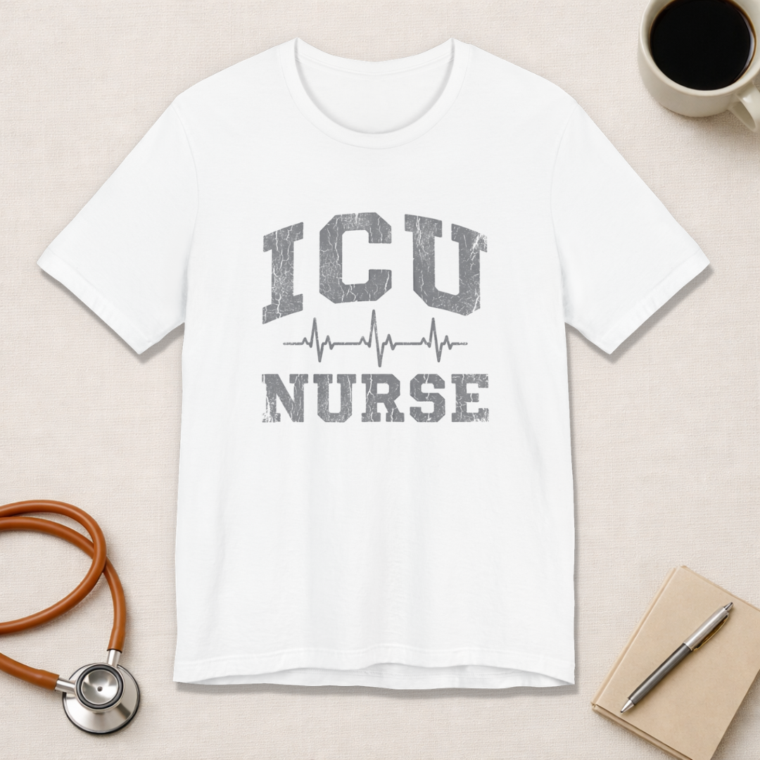 ICU Nurse | Varsity Heartbeat T-Shirt